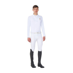 Heren wedstrijdpolo lange mouw Equestro x FISE – paardrijden