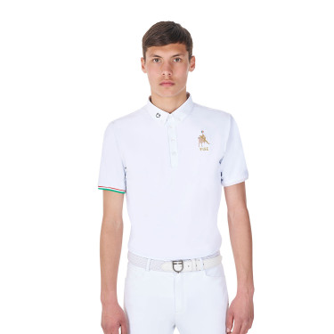 Wedstrijdpolo heren Equestro x FISE korte mouwen Wit Wedstrijdpolo heren Equestro x FISE korte mouwen Wit