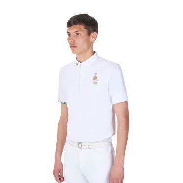 Wedstrijdpolo heren Equestro x FISE korte mouwen Wit Wedstrijdpolo heren Equestro x FISE korte mouwen Wit
