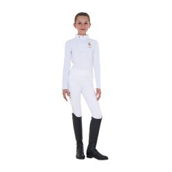 Wedstrijdpolo voor meisjes met lange mouwen Equestro x FISE Wit