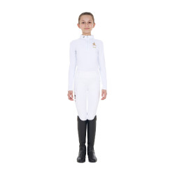 Wedstrijdpolo voor meisjes met lange mouwen Equestro x FISE Wit