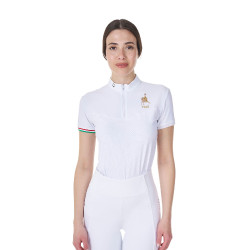 Wedstrijdpolo dames stretch Equestro x FISE korte mouwen Wit Wedstrijdpolo dames stretch Equestro x FISE korte mouwen Wit