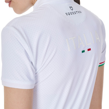 Wedstrijdpolo dames stretch Equestro x FISE korte mouwen Wit Wedstrijdpolo dames stretch Equestro x FISE korte mouwen Wit