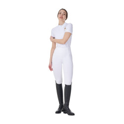 Wedstrijdpolo dames stretch Equestro x FISE korte mouwen Wit Wedstrijdpolo dames stretch Equestro x FISE korte mouwen Wit