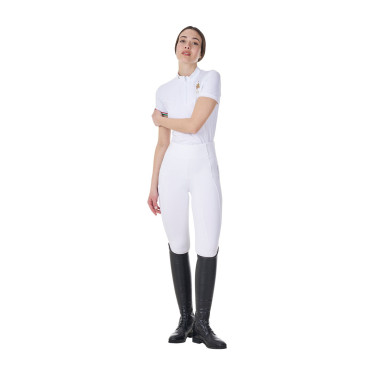 Wedstrijdpolo dames stretch Equestro x FISE korte mouwen Wit Wedstrijdpolo dames stretch Equestro x FISE korte mouwen Wit