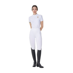 Wedstrijdpolo dames stretch Equestro x FISE korte mouwen Wit Wedstrijdpolo dames stretch Equestro x FISE korte mouwen Wit