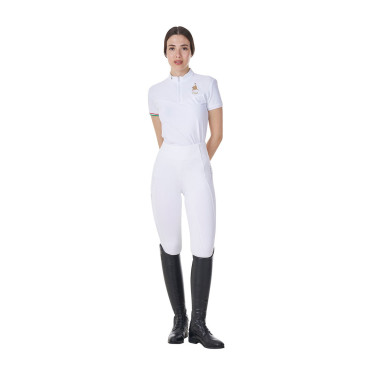 Wedstrijdpolo dames stretch Equestro x FISE korte mouwen Wit Wedstrijdpolo dames stretch Equestro x FISE korte mouwen Wit