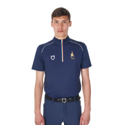 Heren trainingspolo Equestro x FISE met rits, Italiaanse vlag, korte mouwen Marineblazer Marineblauw Heren trainingspolo Equestro x FISE met rits, Italiaanse vlag, korte mouwen Marineblazer Marineblauw
