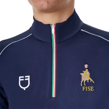 Heren trainingspolo Equestro x FISE met rits, Italiaanse vlag, korte mouwen Marineblazer Marineblauw Heren trainingspolo Equestro x FISE met rits, Italiaanse vlag, korte mouwen Marineblazer Marineblauw