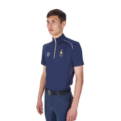 Heren trainingspolo Equestro x FISE met rits, Italiaanse vlag, korte mouwen Marineblazer Marineblauw Heren trainingspolo Equestro x FISE met rits, Italiaanse vlag, korte mouwen Marineblazer Marineblauw