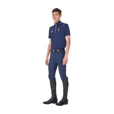 Heren trainingspolo Equestro x FISE met rits, Italiaanse vlag, korte mouwen Marineblazer Marineblauw Heren trainingspolo Equestro x FISE met rits, Italiaanse vlag, korte mouwen Marineblazer Marineblauw