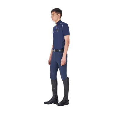 Heren trainingspolo Equestro x FISE met rits, Italiaanse vlag, korte mouwen Marineblazer Marineblauw Heren trainingspolo Equestro x FISE met rits, Italiaanse vlag, korte mouwen Marineblazer Marineblauw