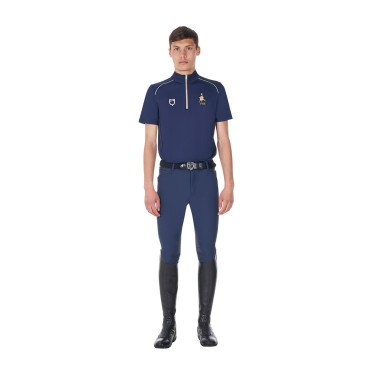 Heren trainingspolo Equestro x FISE met rits, Italiaanse vlag, korte mouwen Marineblazer Marineblauw Heren trainingspolo Equestro x FISE met rits, Italiaanse vlag, korte mouwen Marineblazer Marineblauw