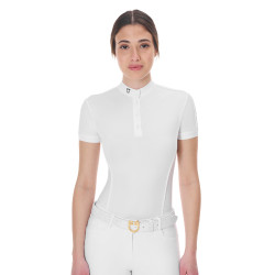 Equestro dames wedstrijdpoloshirt met korte mouwen Wit