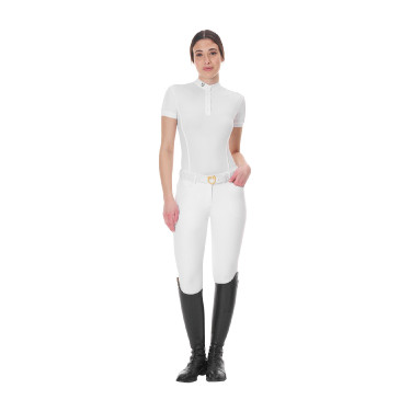 Equestro dames wedstrijdpoloshirt met korte mouwen Wit