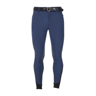 Heren rijbroek Equestro x FISE met kniest grip Marineblazer Marineblauw