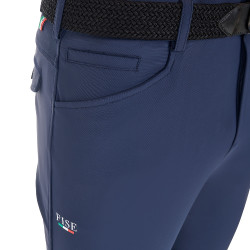 Heren rijbroek Equestro x FISE met kniest grip Marineblazer Marineblauw
