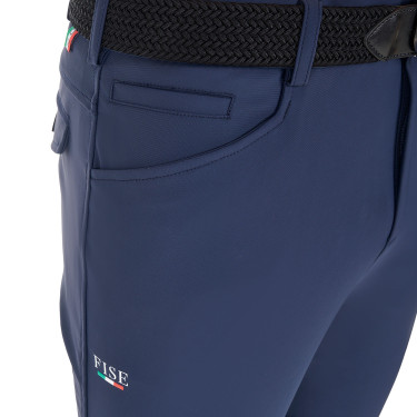 Heren rijbroek Equestro x FISE met kniest grip Marineblazer Marineblauw