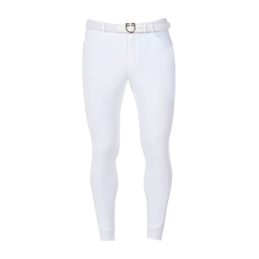 Heren rijbroek Equestro x FISE met kniest grip Wit