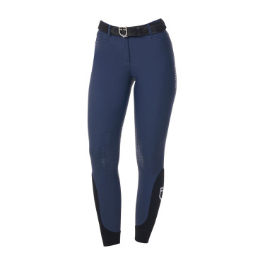 Damesrijbroek Equestro x FISE met kniegreep Marineblazer Marineblauw