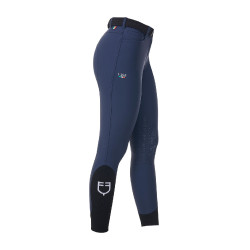 Damesrijbroek Equestro x FISE met kniegreep Marineblazer Marineblauw