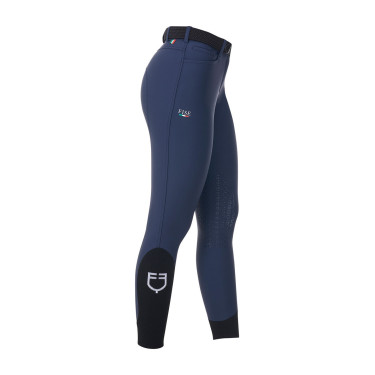 Damesrijbroek Equestro x FISE met kniegreep Marineblazer Marineblauw