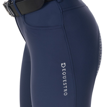Damesrijbroek Equestro x FISE full grip Marineblazer Marineblauw