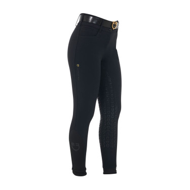 Dames rijbroek Equestro met kniest grip, hoge taille, gevoerd met fleece Zwart Dames rijbroek Equestro met kniest grip, hoge taille, gevoerd met fleece Zwart