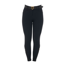 Dames rijbroek Equestro met kniest grip, hoge taille, gevoerd met fleece Zwart Dames rijbroek Equestro met kniest grip, hoge taille, gevoerd met fleece Zwart