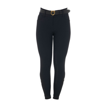 Dames rijbroek Equestro met kniest grip, hoge taille, gevoerd met fleece Zwart Dames rijbroek Equestro met kniest grip, hoge taille, gevoerd met fleece Zwart