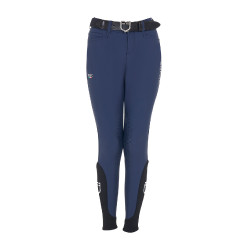 Kinderrijbroek unisex Equestro x FISE met kniestukken grip Marineblazer Marineblauw