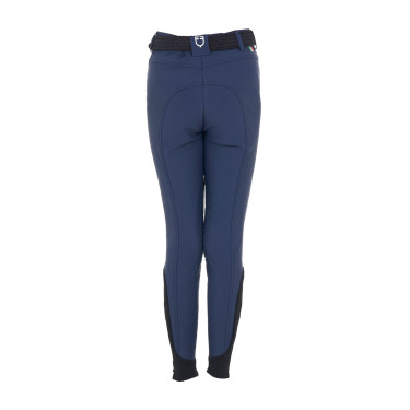 Kinderrijbroek unisex Equestro x FISE met kniestukken grip Marineblazer Marineblauw