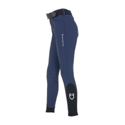 Kinderrijbroek unisex Equestro x FISE met kniestukken grip Marineblazer Marineblauw