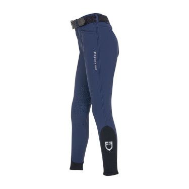 Kinderrijbroek unisex Equestro x FISE met kniestukken grip Marineblazer Marineblauw