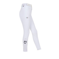 Kinderrijbroek unisex Equestro x FISE met kniestukken grip Wit