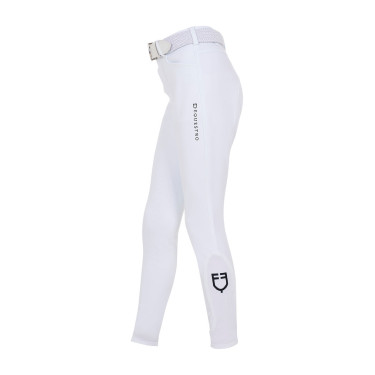 Kinderrijbroek unisex Equestro x FISE met kniestukken grip Wit