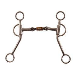 Inox westernbit dubbelgebroken met koperen tongroller