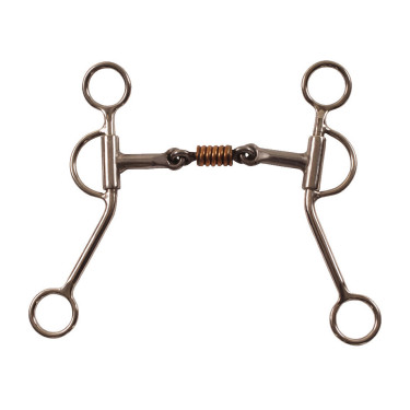 Inox westernbit dubbelgebroken met koperen tongroller