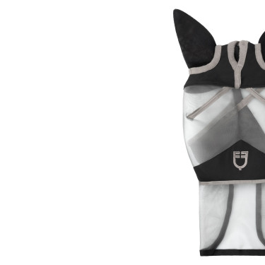 Volledig Equestro vliegenmasker met logo Grijs Volledig Equestro vliegenmasker met logo Grijs