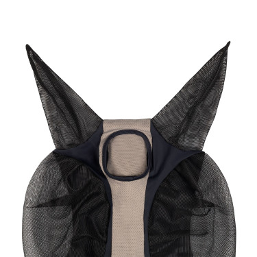 Tweekleurig Equestro vliegenmasker van mesh Antraciet / grijze flanelle Beige