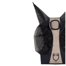 Tweekleurig Equestro vliegenmasker van mesh Antraciet / grijze flanelle Beige