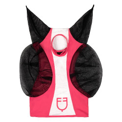 Tweekleurig Equestro vliegenmasker van mesh Kamperfoelie / glanzend wit Roze Tweekleurig Equestro vliegenmasker van mesh Kamperfoelie / glanzend wit Roze
