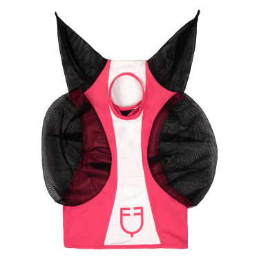 Tweekleurig Equestro vliegenmasker van mesh Kamperfoelie / glanzend wit Roze Tweekleurig Equestro vliegenmasker van mesh Kamperfoelie / glanzend wit Roze