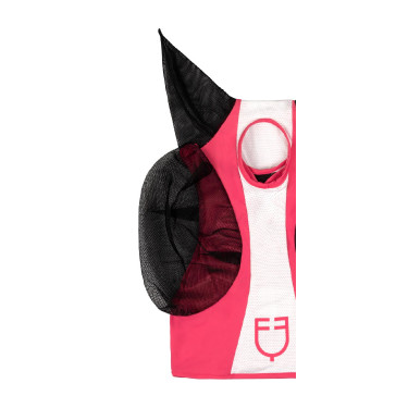 Tweekleurig Equestro vliegenmasker van mesh Kamperfoelie / glanzend wit Roze Tweekleurig Equestro vliegenmasker van mesh Kamperfoelie / glanzend wit Roze