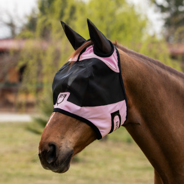 Equestro vliegenmasker met voorlogo Orchidee boeket Roze