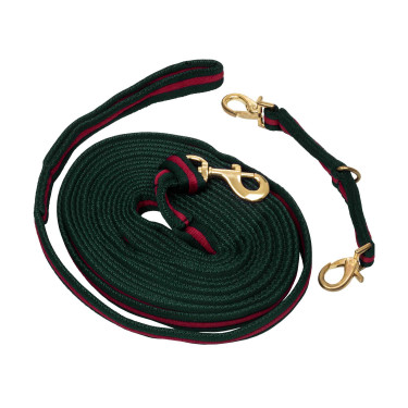 Nylon longeerlijn met voering, bevestigbaar aan het halster Umbria Equitazione Jachtgroen / bordeaux Nylon longeerlijn met voering, bevestigbaar aan het halster Umbria Equitazione Jachtgroen / bordeaux