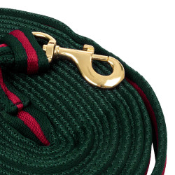 Nylon longeerlijn met voering, bevestigbaar aan het halster Umbria Equitazione Jachtgroen / bordeaux Nylon longeerlijn met voering, bevestigbaar aan het halster Umbria Equitazione Jachtgroen / bordeaux