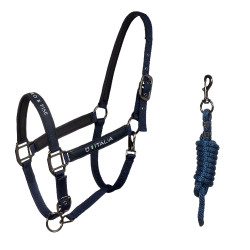 Equestro x FISE halsters, gevoerd en verstelbaar Marineblazer Marineblauw