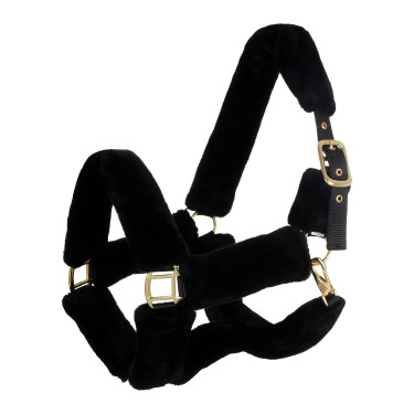 Nylon halster Supreme met voering van synthetische wol Premium Zwart