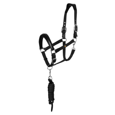 Ergonomisch halster van Equestro met lederen inzetstukken Zwart / zwart